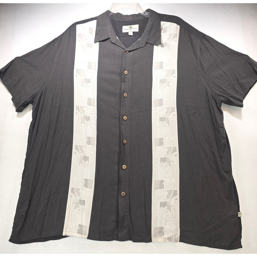 Island Shores Mens 3XL Black Tropical Palm Tree Rayon Bowling Camp Shirt